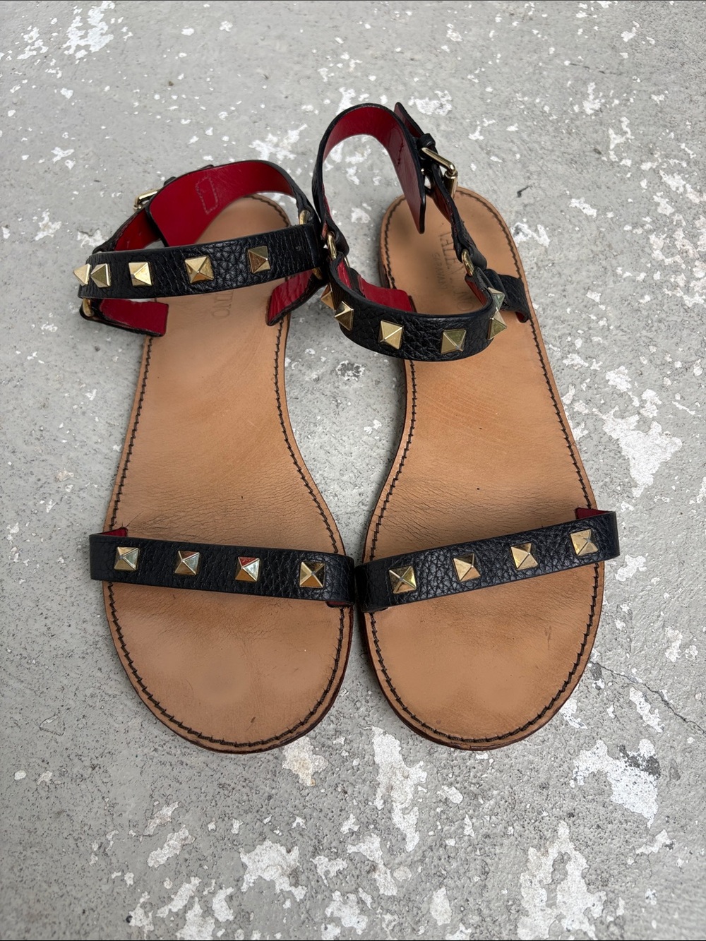 Valentino black rock stud flat sandals